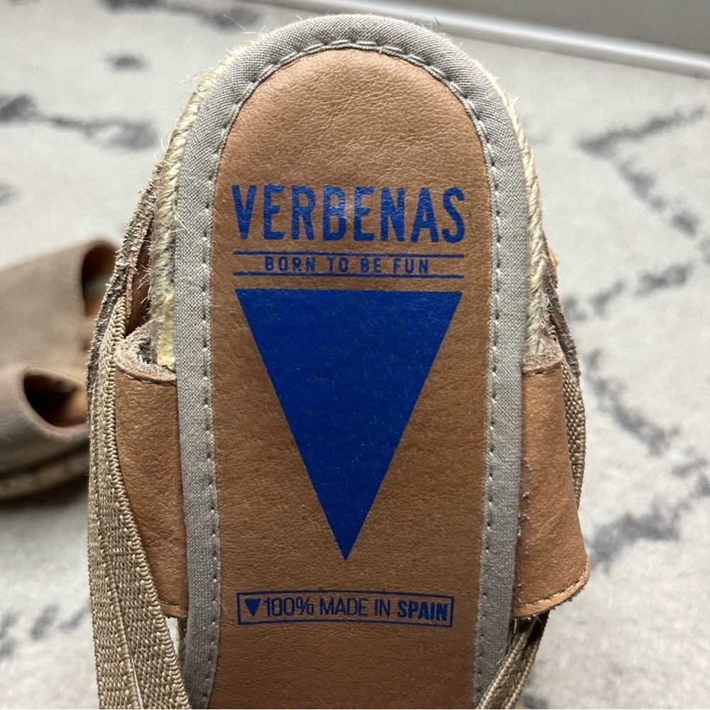 VERBENAS Maika Beachy Boho Tan Genuine Leather Slip On Espadrille Wedges - Picture 7 of 11